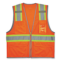 ergodyne GloWear 8246Z Class 2 Two-Tone Mesh Reflective Binding Zipper Vest, Polyester, Large/X-Large, Orange (24135)