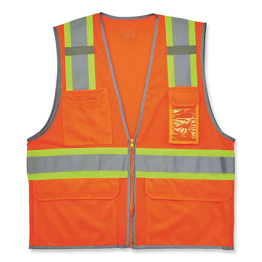 ergodyne GloWear 8246Z Class 2 Two-Tone Mesh Reflective Binding Zipper Vest, Polyester, 4X-Large/5X-Large, Orange (24139)