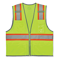 ergodyne GloWear 8246Z Class 2 Two-Tone Mesh Reflective Binding Zipper Vest, Polyester, Large/X-Large, Lime (24145)