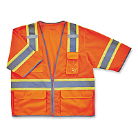 ergodyne GloWear 8346Z Class 3 Two-Tone Hi-Vis Surveyor Zipper Vest, Small/Medium, Orange (24153)