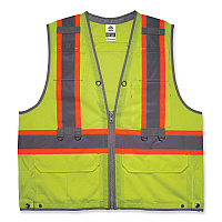 ergodyne GloWear 8231TV Class 2 Hi-Vis Tool Tethering Safety Vest, Polyester, 2X-Large/3X-Large, Lime (24177)
