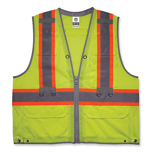 ergodyne GloWear 8231TVK Class 2 Hi-Vis Tool Tethering Safety Vest Kit, Polyester, Small/Medium, Lime (24183)