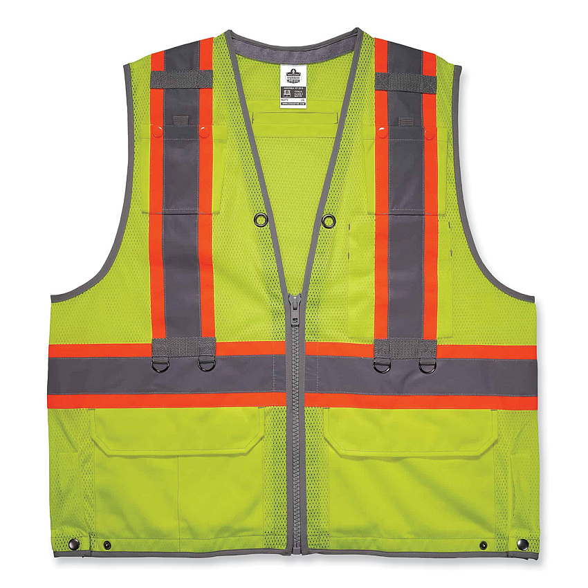 ergodyne GloWear 8231TVK Class 2 Hi-Vis Tool Tethering Safety Vest Kit, Polyester, Large/X-Large, Lime (24185)