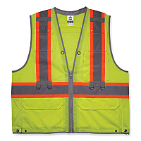 ergodyne GloWear 8231TVK Class 2 Hi-Vis Tool Tethering Safety Vest Kit, Polyester, 4X-Large/5X-Large, Lime VEST,8231TVK CL 2,LM,4/5X (24189)