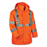 ergodyne GloWear 8365 Class 3 Hi-Vis Rain Jacket, Polyester, 2X-Large, Orange (24316)
