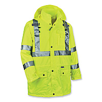 ergodyne GloWear 8365 Class 3 Hi-Vis Rain Jacket, Polyester, 3X-Large, Lime (24327)