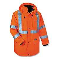 ergodyne GloWear 8385 Class 3 Hi-Vis 4-in-1 Jacket, X-Large, Orange (24375)