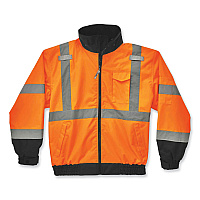 ergodyne GloWear 8379 Class 3 Hi-Vis Fleece Lined Bomber Jacket, Orange, Large (24464)