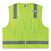ergodyne GloWear 8249Z-S Single Size Class 2 Economy Surveyors Zipper Vest, Polyester, 5X-Large, Lime (24509)