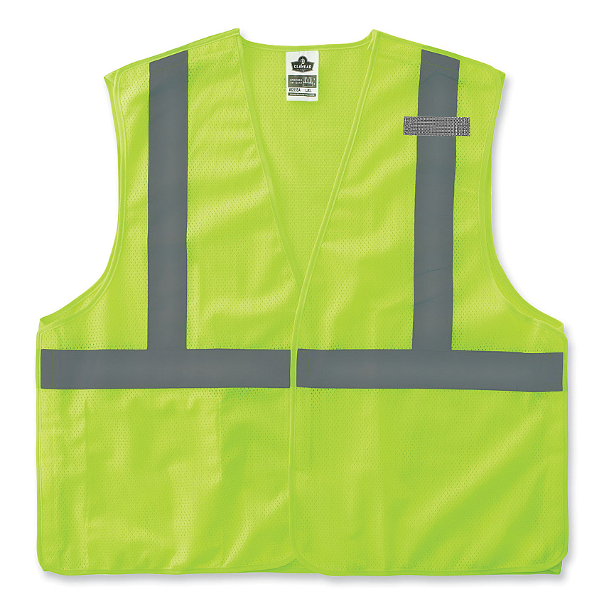 ergodyne GloWear 8215BA-S Single Size Class 2 Economy Breakaway Mesh Vest, Polyester, X-Small, Lime (24541)