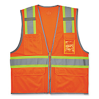 ergodyne GloWear 8246Z-S Single Size Class 2 Two-Tone Mesh Vest, Polyester, 4X-Large, Orange (24578)