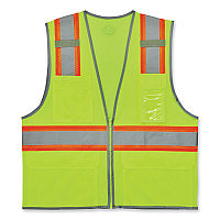 ergodyne GloWear 8246Z-S Single Size Class 2 Two-Tone Mesh Vest, Polyester, X-Large, Lime (24565)