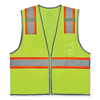 ergodyne GloWear 8246Z-S Single Size Class 2 Two-Tone Mesh Vest, Polyester, Large, Lime (24564)