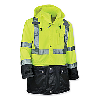ergodyne GloWear 8365BK Class 3 Hi-Vis Rain Jacket Black Bottom, 4X-Large, Lime (25328)