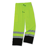 ergodyne GloWear 8915BK Class E Hi-Vis Rain Pants Black Bottom, Large, Lime (25424)