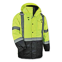 ergodyne GloWear 8384 Class 3 Hi-Vis Quilted Thermal Parka, Small, Lime (25562)