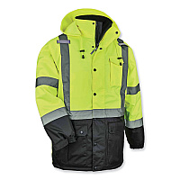 ergodyne GloWear 8384 Class 3 Hi-Vis Quilted Thermal Parka, Large, Lime (25564)