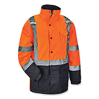ergodyne GloWear 8384 Class 3 Hi-Vis Quilted Thermal Parka, Medium, Orange (25573)