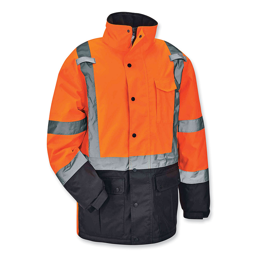 ergodyne GloWear 8384 Class 3 Hi-Vis Quilted Thermal Parka, 2X-Large, Orange (25576)