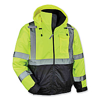 ergodyne GloWear 8377 Class 3 Hi-Vis Quilted Bomber Jacket, Lime, 4X-Large (25628)