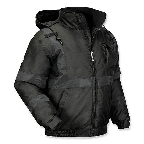 ergodyne GloWear 8377EV Non-Certified Hi-Vis Quilted Bomber Jacket, Black, 2X-Large (25646)