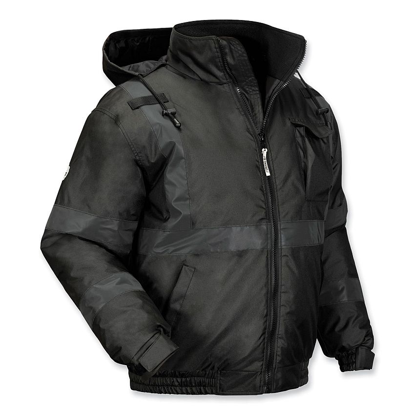 ergodyne GloWear 8377EV Non-Certified Hi-Vis Quilted Bomber Jacket, Black, 2X-Large (25646)