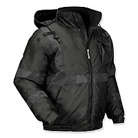 ergodyne GloWear 8377EV Non-Certified Hi-Vis Quilted Bomber Jacket, Black, 3X-Large (25647)