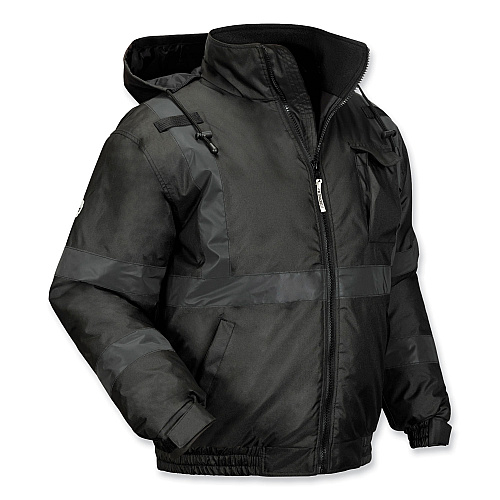 ergodyne GloWear 8377EV Non-Certified Hi-Vis Quilted Bomber Jacket, Black, 3X-Large (25647)