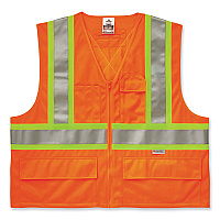 ergodyne GloWear 8235ZX Class 2 Two-Tone X-Back Vest, Polyester, Small/Medium, Orange (26183)