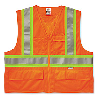 ergodyne GloWear 8235ZX Class 2 Two-Tone X-Back Vest, Polyester, Large/X-Large, Orange (26185)
