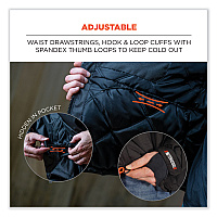 ergodyne N-Ferno 6466 Thermal Jacket with 500D Nylon Shell, Large, Black (41114)