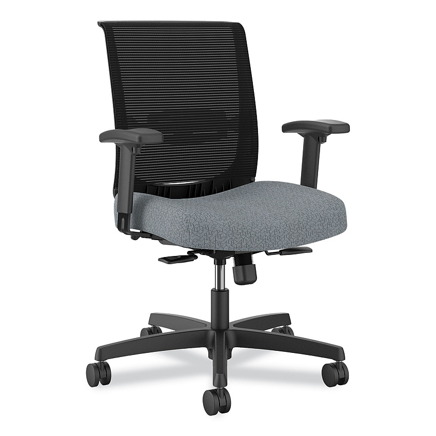 HON Convergence Mid-Back Task Chair, Supports Up to 275 lb, 16.5" to 21" Seat Height, Basalt Seat, Black Back, Black Frame (CMY1AAPX25)