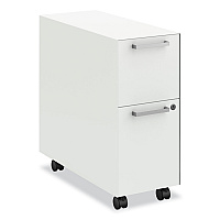 HON Fuse Mobile Slim Pedestal File, Left/Right, 2-Drawers: Box/File, Letter, Designer White, 10 x 23.25 x 21 (HAPTFNPJWL)