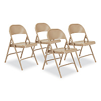 NPS 50 Series All-Steel Folding Chair, Supports Up to 500 lb, 16.75" Seat Height, Beige Seat, Beige Back, Beige Base, 4/Carton (51)