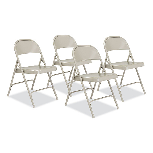NPS 50 Series All-Steel Folding Chair, Supports Up to 500 lb, 16.75" Seat Height, Gray Seat, Gray Back, Gray Base, 4/Carton (52)