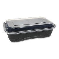 Pactiv EarthChoice Versa2Go Microwaveable Container, 36 oz, 8.4 x 5.6 x 2, Black/Clear, Plastic, 150/Carton (NV2GRT3688B)