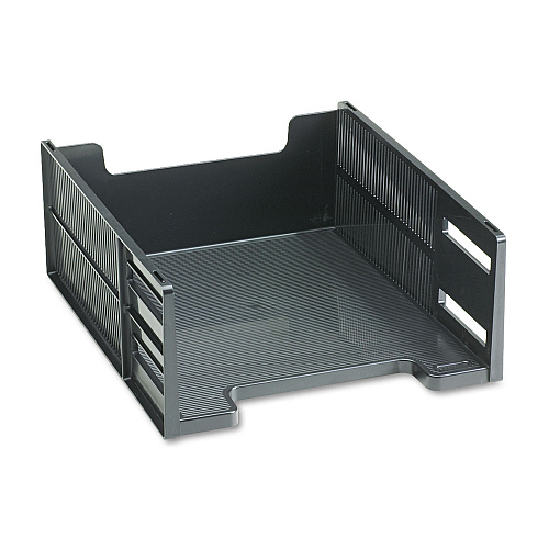 Rubbermaid High-Capacity Stackable Front Load Desk Trays, 1 Section, Letter Size Files, 8.5" x 11" x 5", Black (17671)