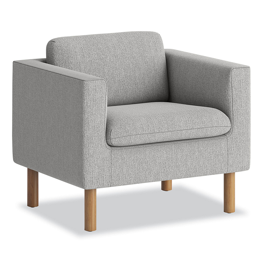 HON Parkwyn Series Club Chair, 33" x 26.75" x 29", Gray Seat, Gray Back, Oak Base (VP3LCHRGRY)