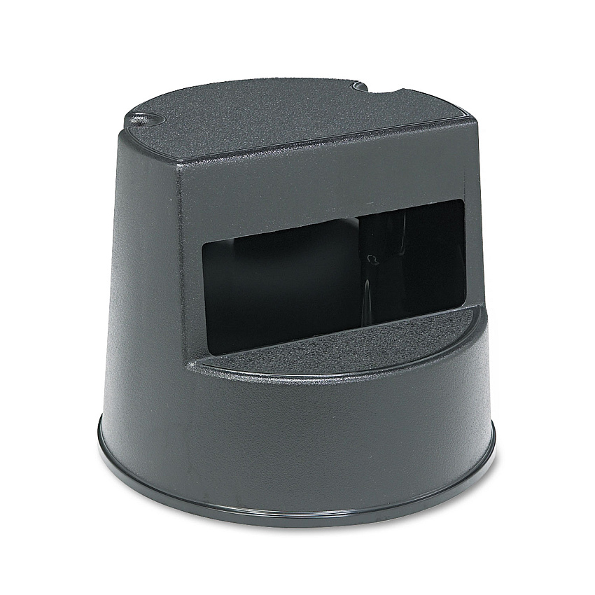 Rubbermaid Commercial Rolling Step Stool, Curved Design, 2-Step, Retracting Casters, 350 lb Capacity, 16" Diameter x 13.5"h, Black (252300BK)