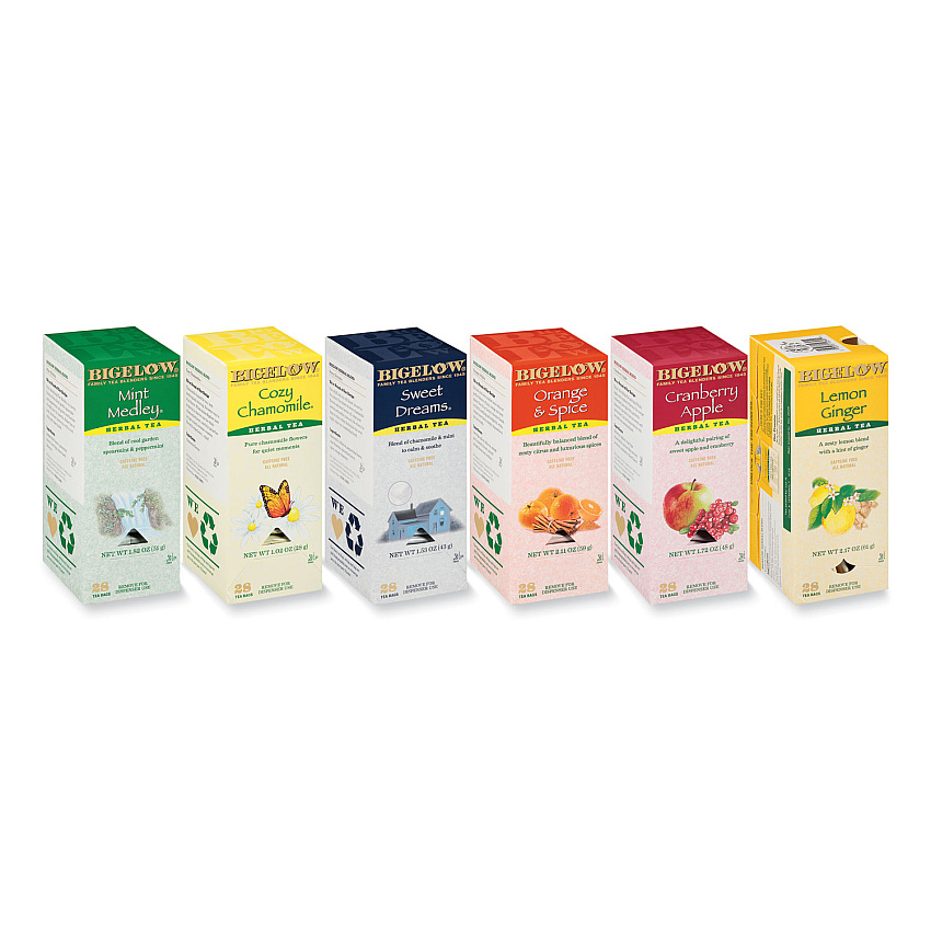 Bigelow Assorted Tea Packs, Six Flavors, 28/Box, 168/Carton (17578)