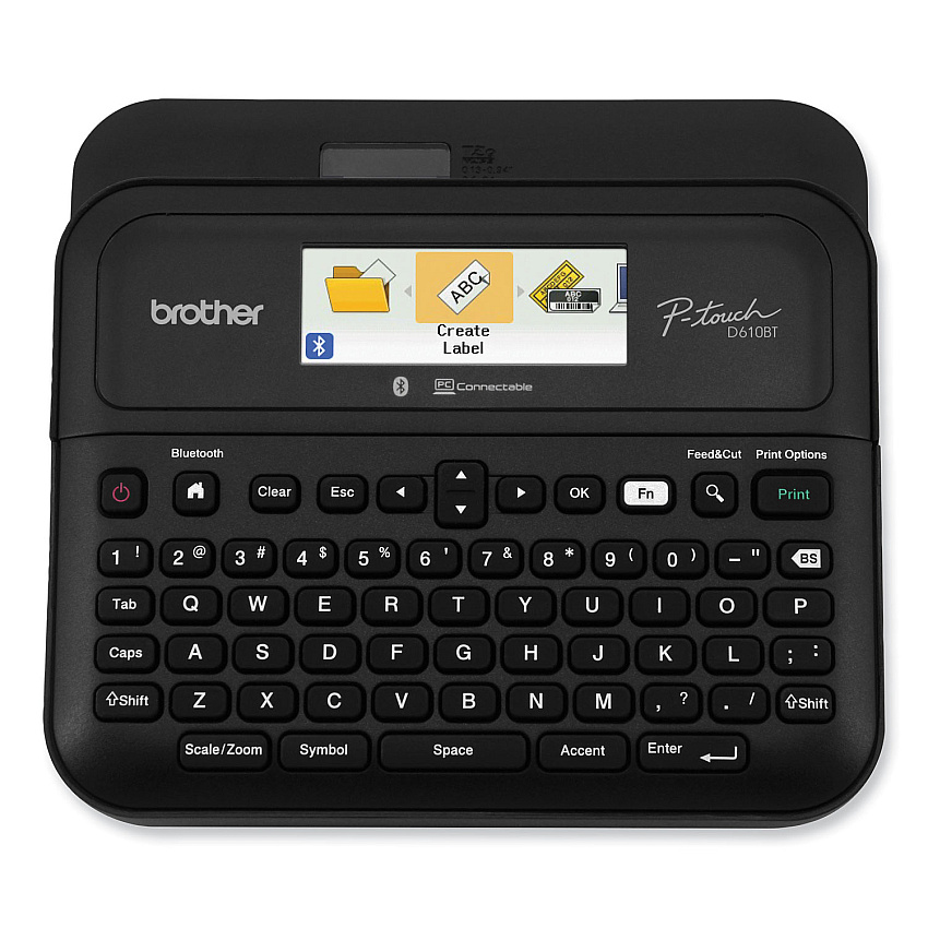 Brother D-610BTVP Connected Label Maker with Color Display, 30 mm/s Print Speed, 14.2 x 6 x 13.3 (PTD610BTVP)
