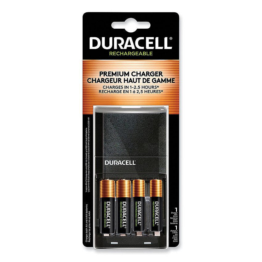 Duracell ION SPEED 4000 Hi-Performance Charger, Includes 2 AA and 2 AAA NiMH Batteries (CEF27)