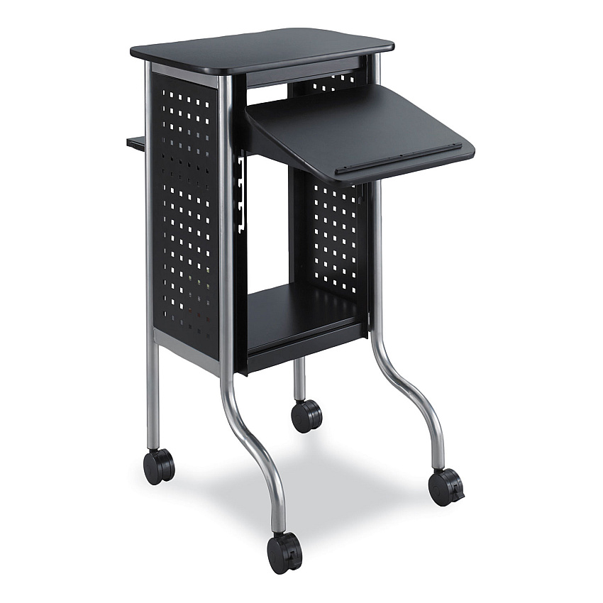 Safco Scoot Presentation Cart, 50 lb Capacity, 4 Shelves, 21.5" x 30.25" x 40.5", Black (8945BL)