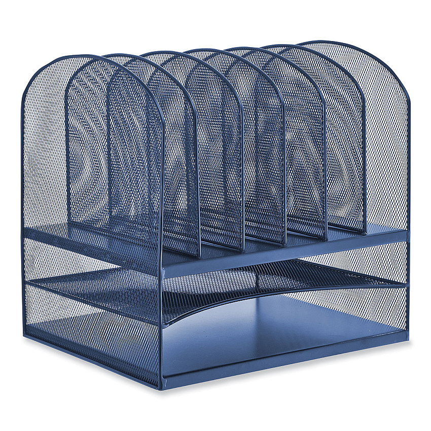 Safco Onyx Desk Organizer with Two Horizontal and Six Upright Sections, Letter Size Files, 13.25 x 11.5 x 13, Blue (3255BU)