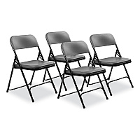 NPS 800 Series Plastic Folding Chair, Supports Up to 500 lb, 18" Seat Height, Charcoal Seat, Charcoal Back, Black Base, 4/Carton (820)