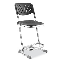 NPS 6600 Series Elephant Z-Stool With Backrest, Supports Up to 500 lb, 22" Seat Height, Black Seat, Black Back, Chrome Frame (6622B)