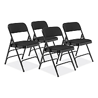 NPS 2300 Series Fabric Upholstered Triple Brace Premium Folding Chair, Supports Up to 500 lb, Midnight Black, 4/Carton (2310)
