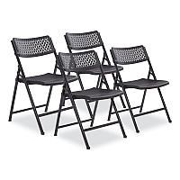 NPS AirFlex Series Premium Poly Folding Chair, Supports  Up to 1,000 lb, 17.25" Seat Height, Black, 4/Carton (1410)