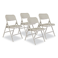 NPS 200 Series Premium All-Steel Double Hinge Folding Chair, Supports Up to 500 lb, 17.25" Seat Height, Gray, 4/Carton (202)