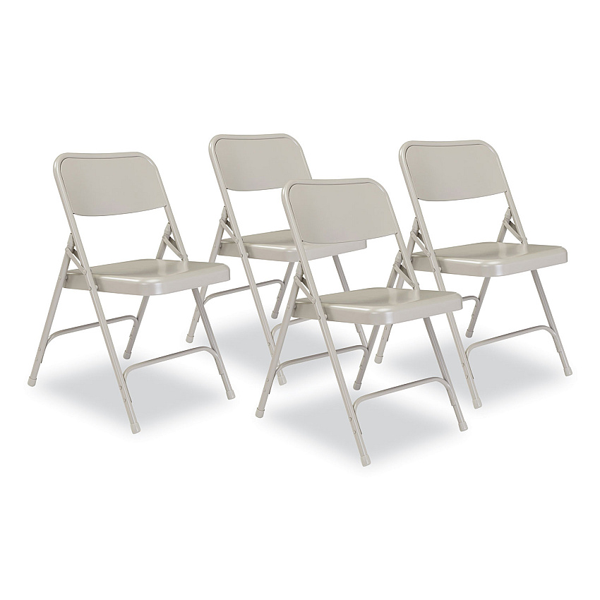 NPS 200 Series Premium All-Steel Double Hinge Folding Chair, Supports Up to 500 lb, 17.25" Seat Height, Gray, 4/Carton (202)